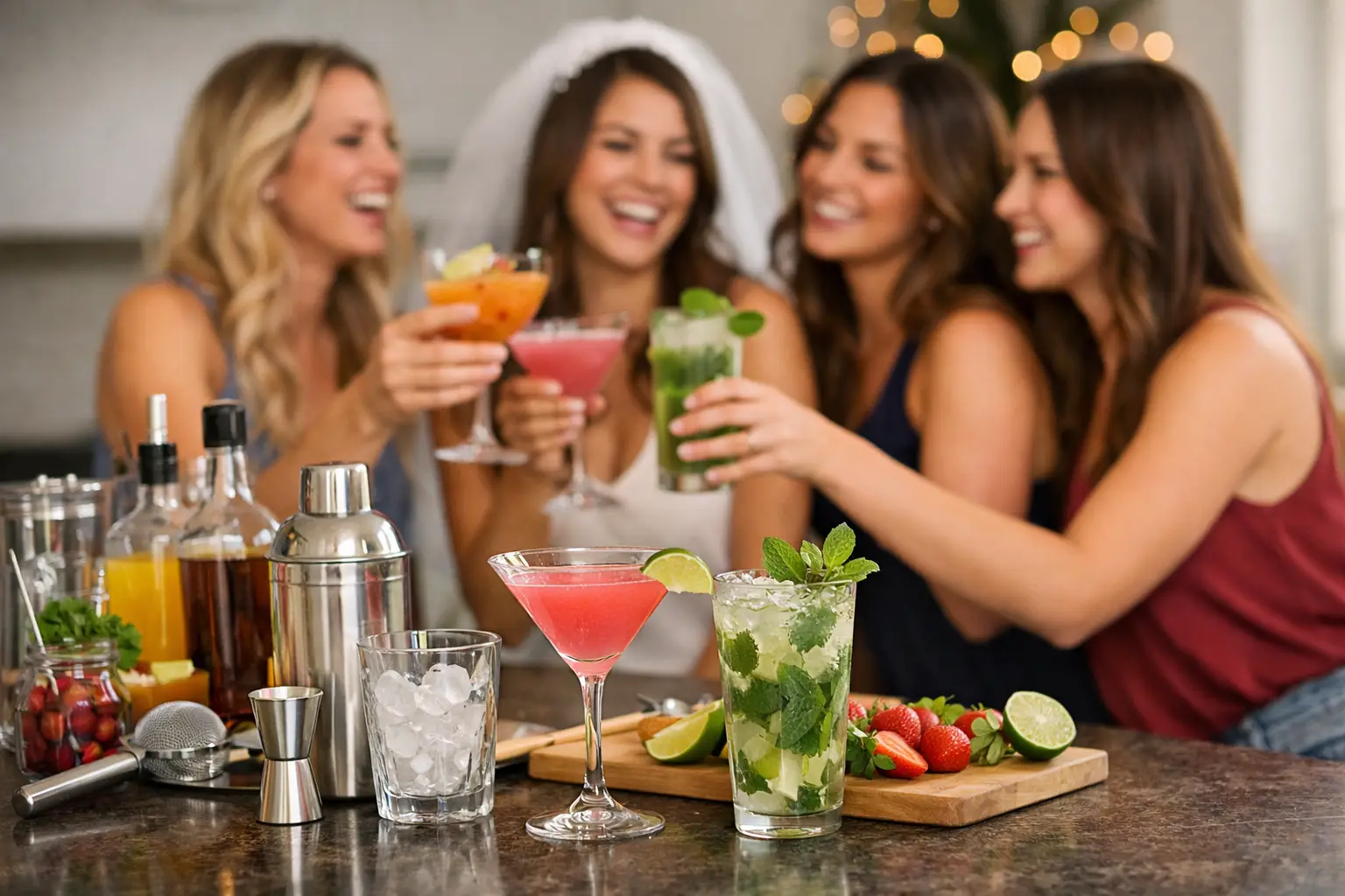 Cocktail workshop vrijgezellenfeest thuis