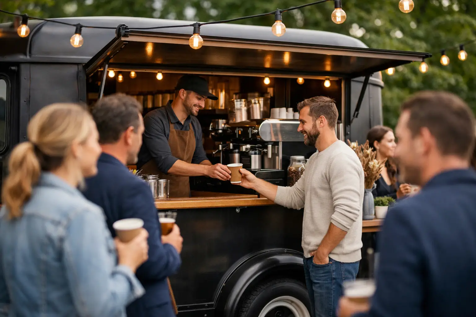 Mobiele koffiebar evenement voor meer sfeer