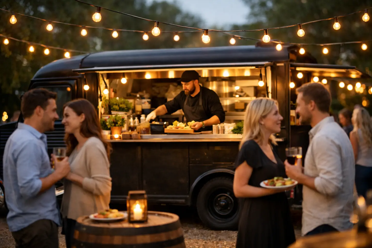 Foodtruck op locatie voor een feest met sfeer