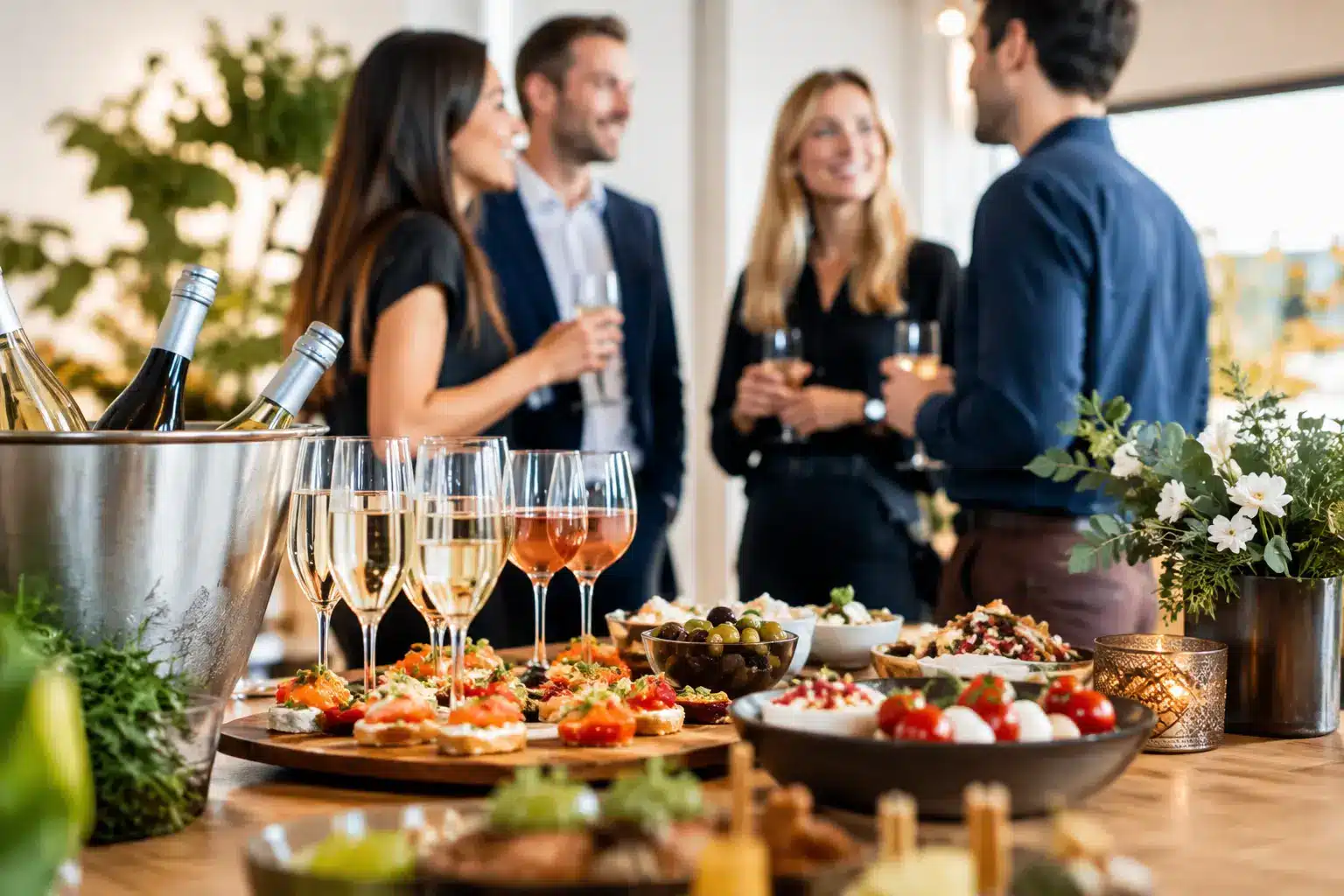 Feestconcept met eten en drank dat werkt